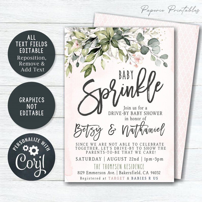 EDITABLE Driveby Baby Shower Invitation Boho Floral Baby Etsy