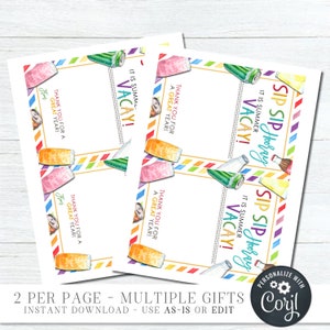 EDITABLE Last Day of School Teacher Appreciation Gift Card Holder, Sip ...