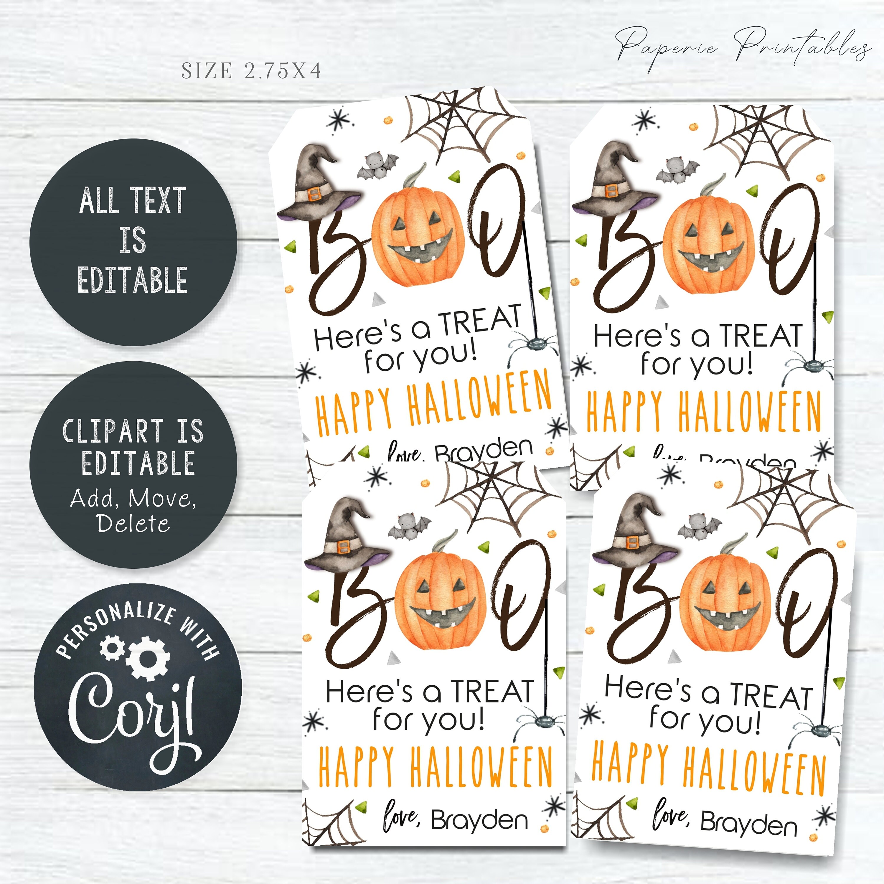 EDITABLE Happy Halloween Tag Printable Halloween Favor Tags - Etsy
