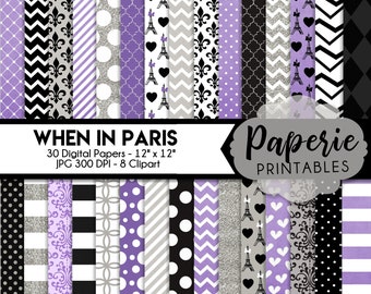 Paris Digital Paper Pack: Scrapbook Clipart (Digital Download)