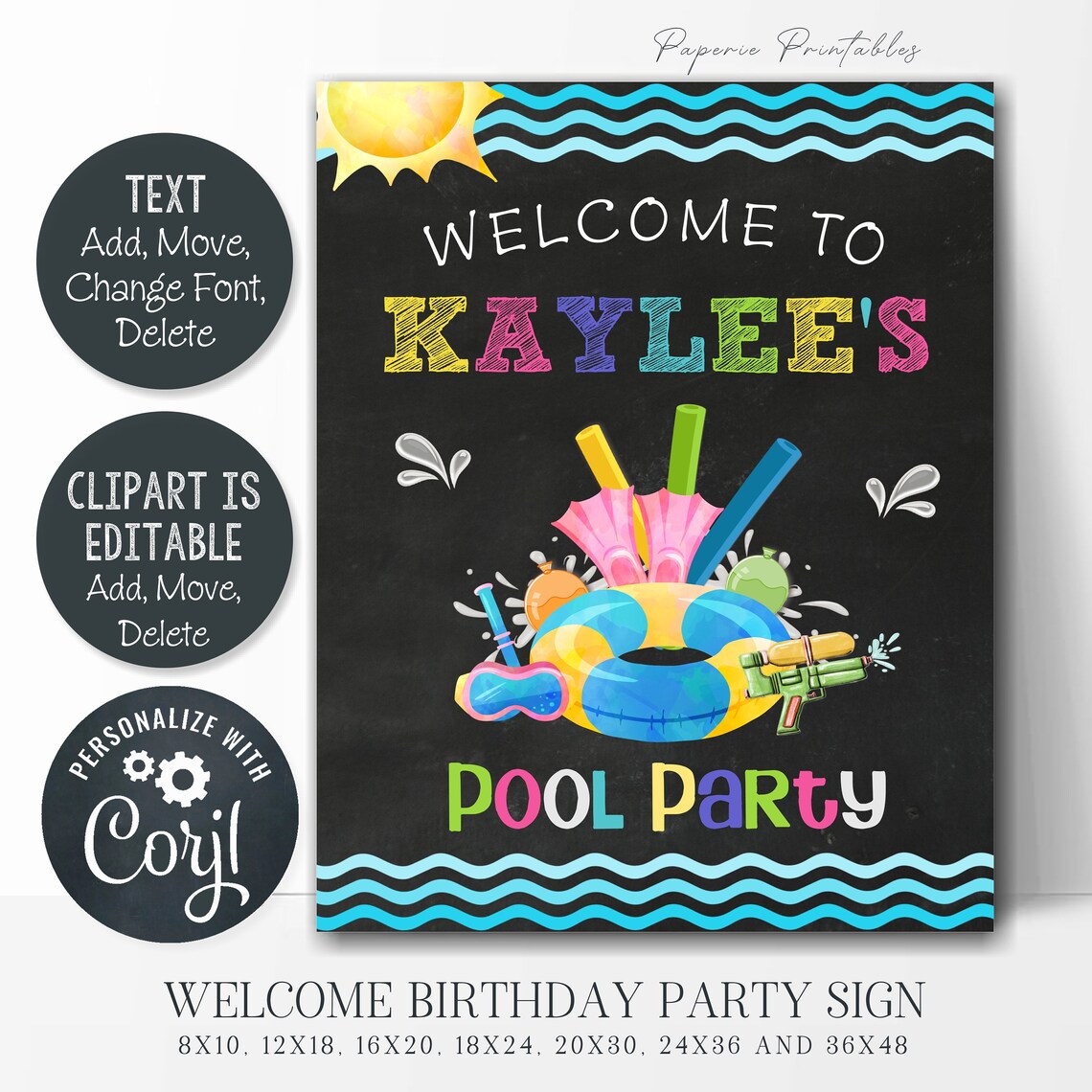 Editable Pool Party Welcome Sign Pool Party Welcome Poster - Etsy