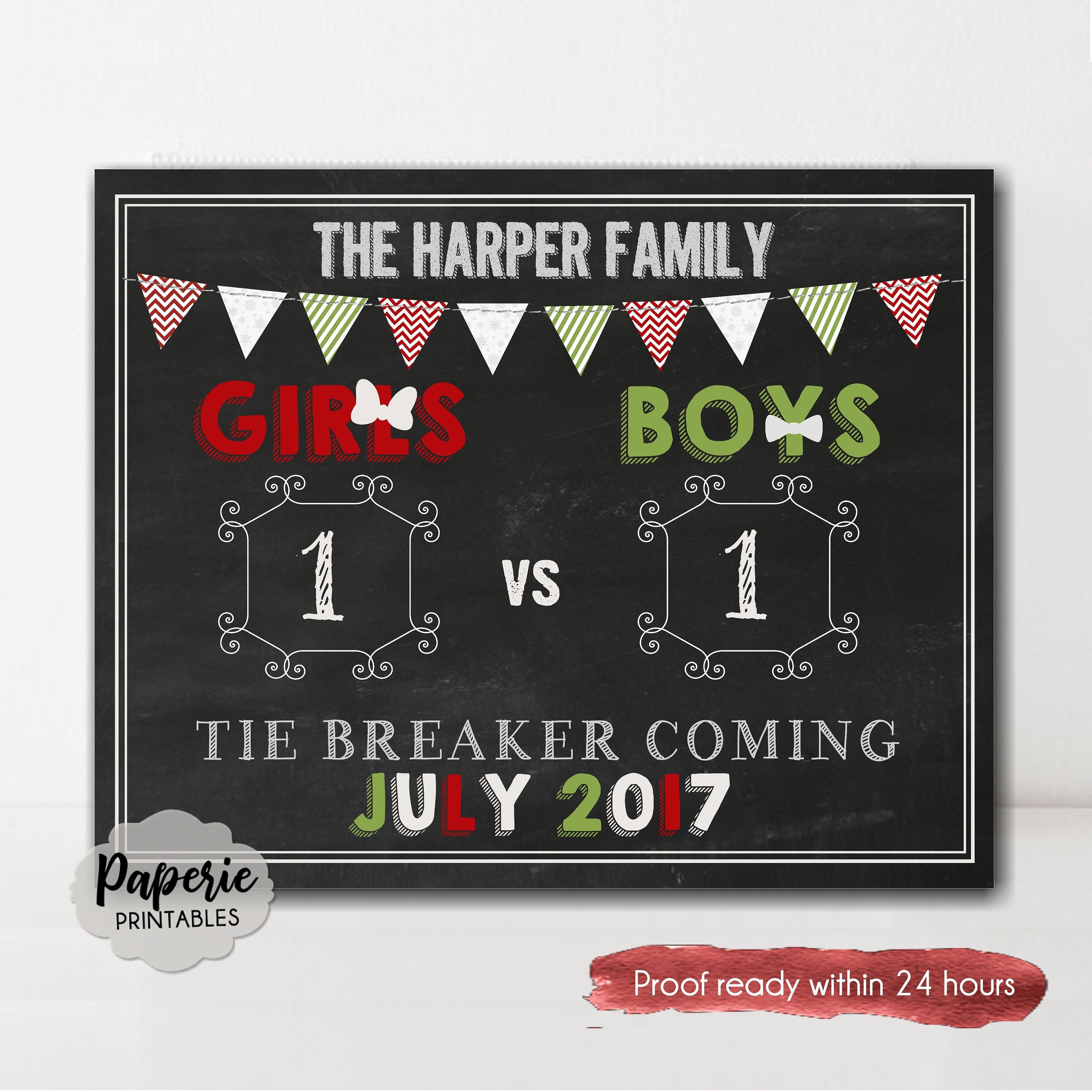 Tie Breaker Chalkboard Pregnancy Announcement - Set of 3 Printable Photo  Props / Baby Announcement / Chalkboard Signs / Tie Breaker Coming