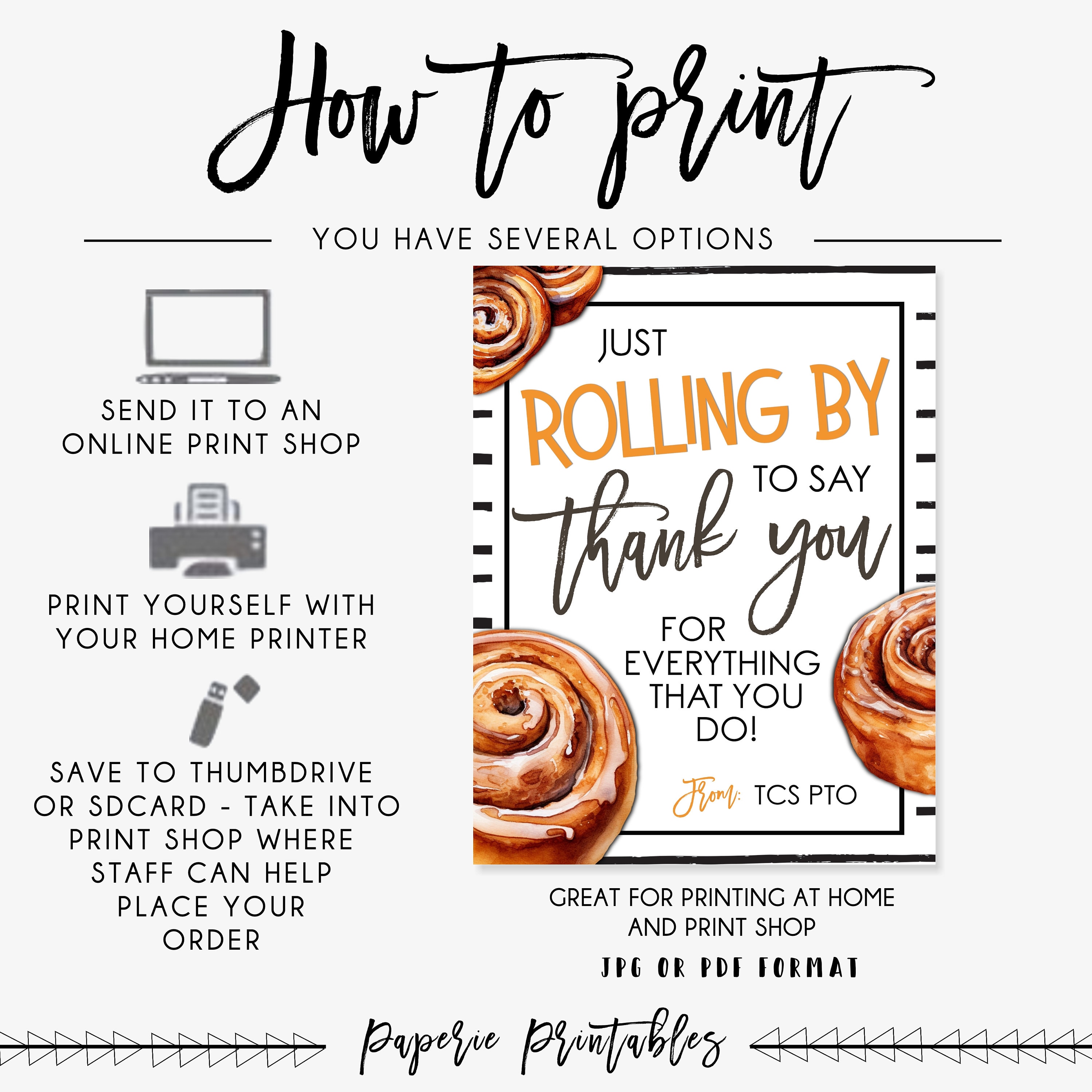 Cinnamon Rolls Teacher Appreciation Sign: Editable Thank You (digital ...