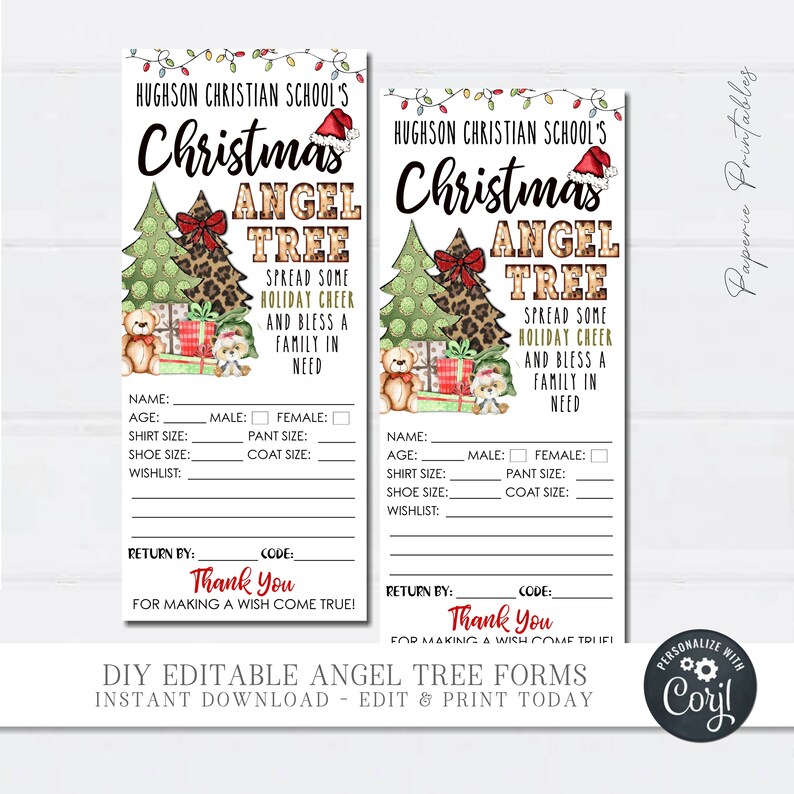 Editable Christmas Angel Tree Flyer & Tags (DIY Corjl Template) #CF59 ...