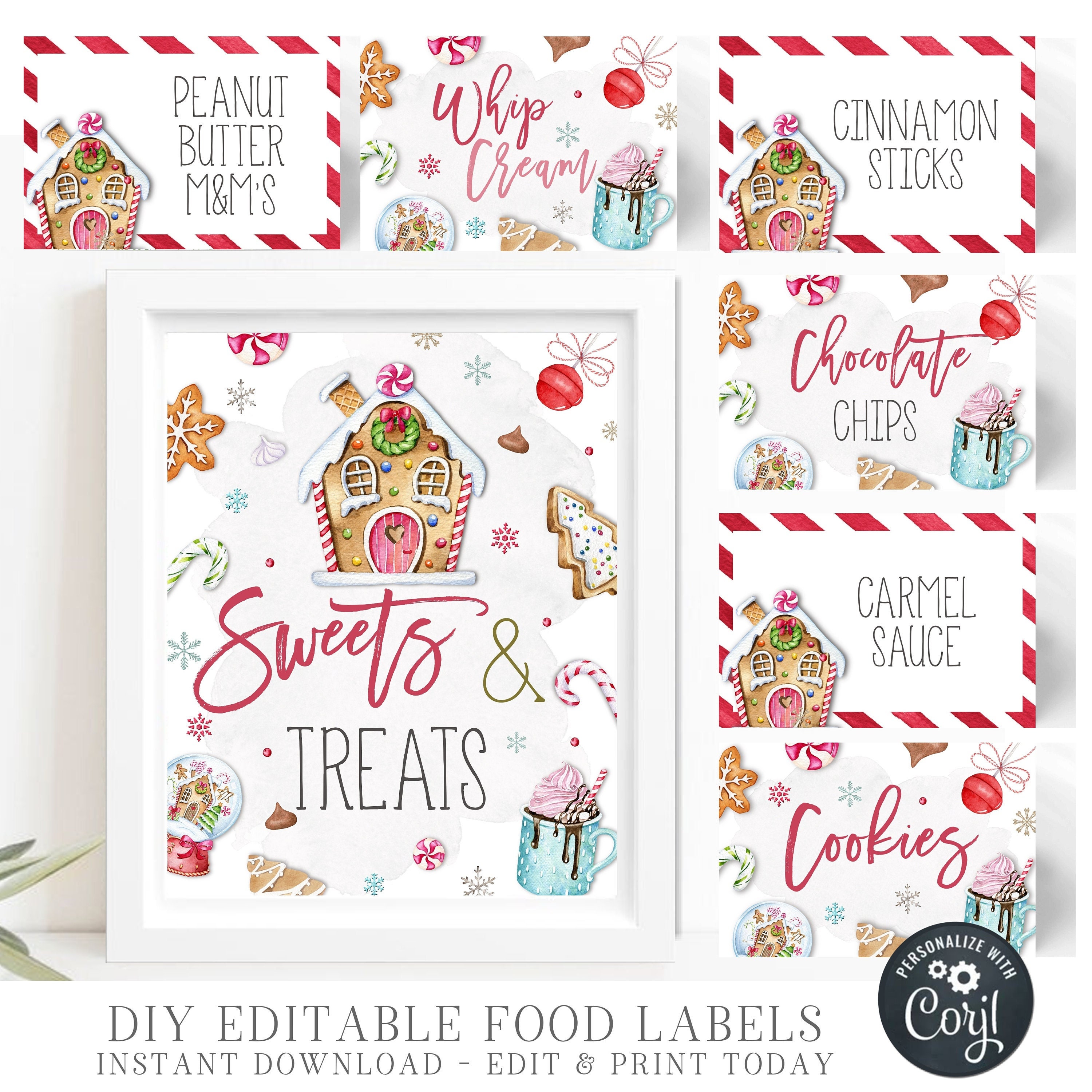 Gingerbread House Decorating Party Editable Icing Bottle Labels Instant  Download Printable PDF Holiday Kid, Christmas Winter Candy You Print 