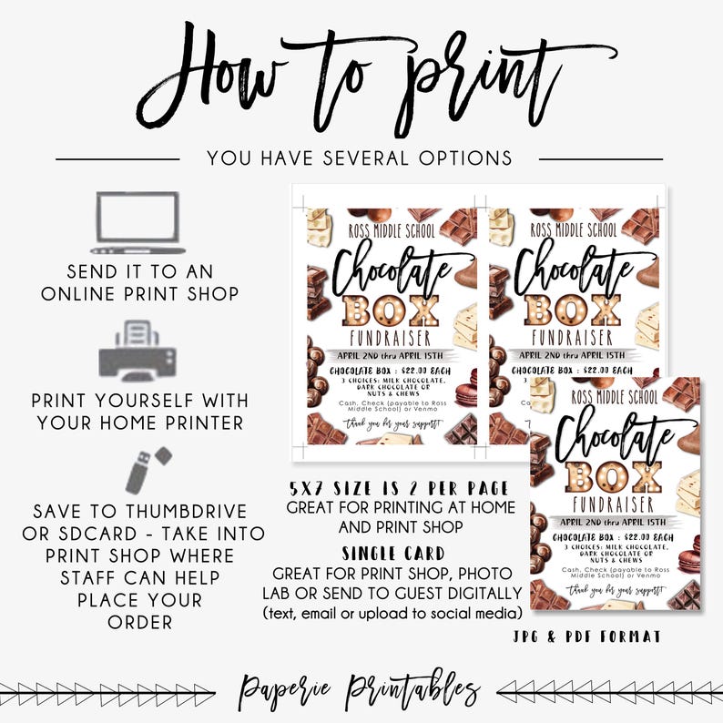 Editable Chocolate Box Fundraiser Flyer Template (DIY Corjl) #FLYR33 - Etsy