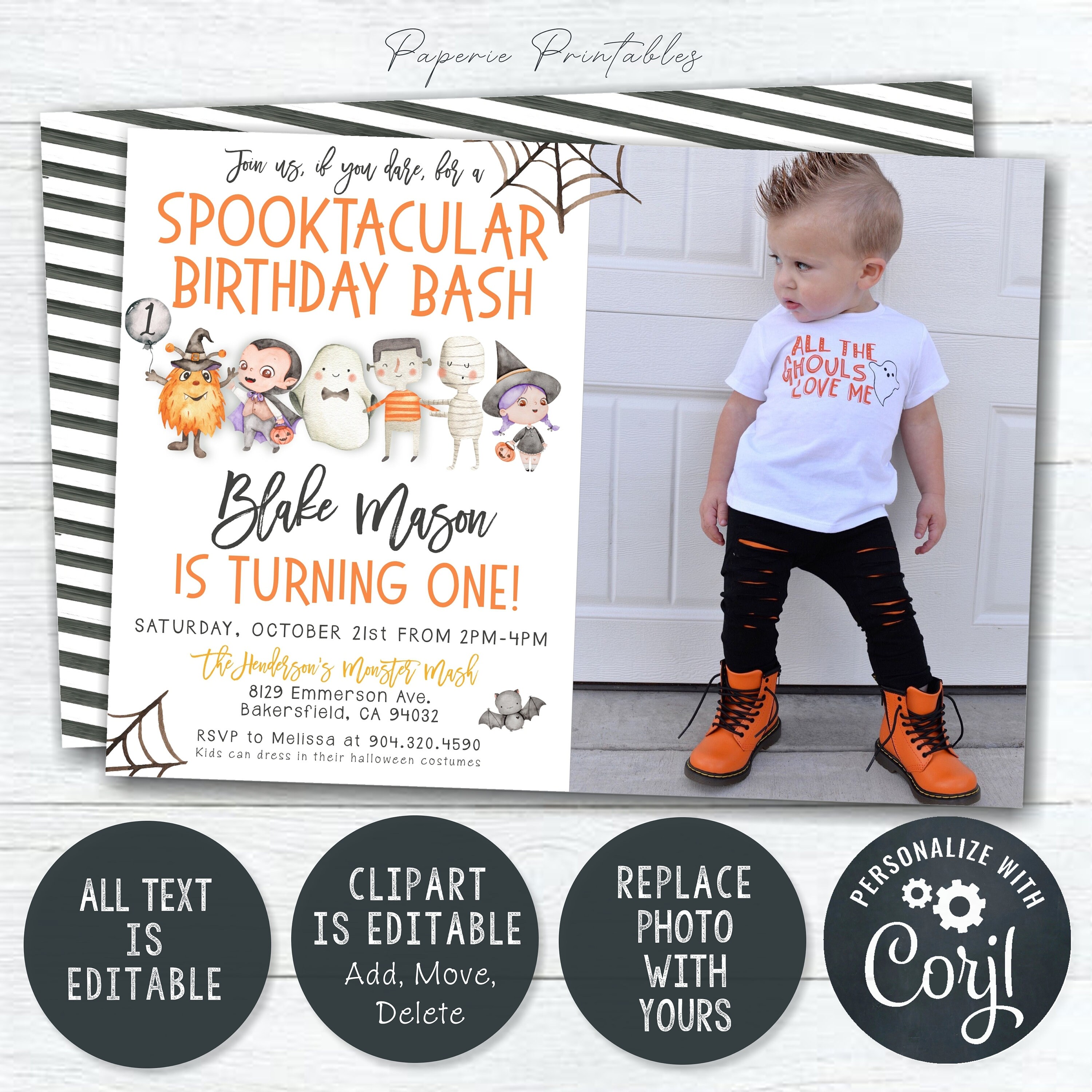 Editable Spooktacular Halloween Birthday Invitation Siblings Etsy France