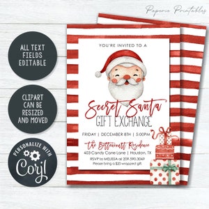 Editable Secret Santa Invitation: Christmas Party Gift Exchange (DIY Corjl Template) #CP46 image 2
