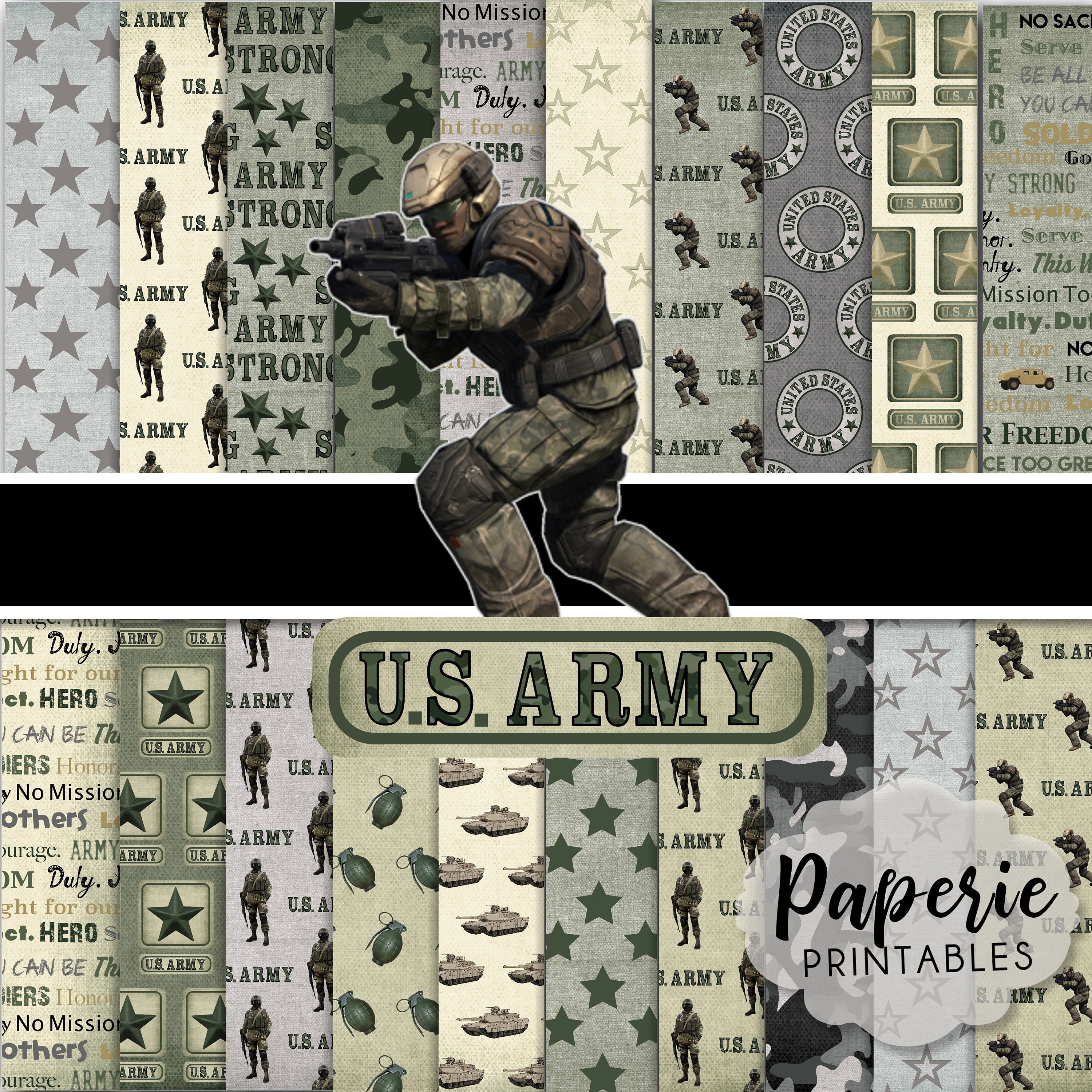 Army Camouflage Digital Paper Pack: Scrapbooking Clipart (digital ...