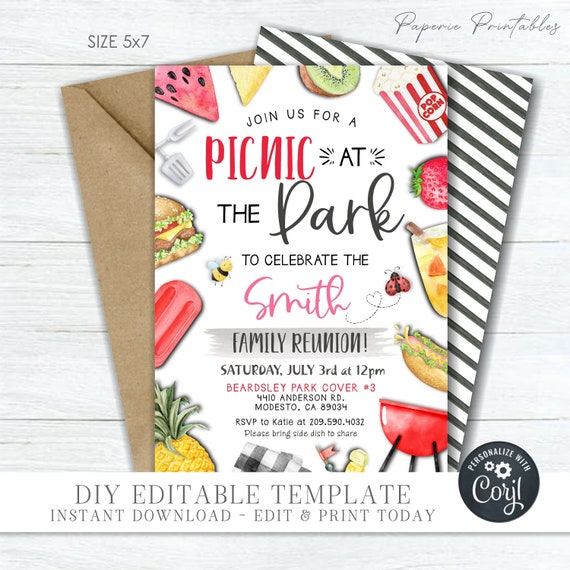 EDITABLE Picnic Invitation Picnic Party Invitation Family Etsy EDITABLE Picnic Invitation Picnic Party Invitation Family Etsy