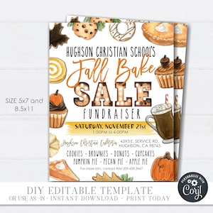 EDITABLE Fall Bake Sale Flyer, School Bake Sale Flyer, Church Fall Bake Sale Event, Community Bake Sale Invitation - DIY with Corjl - #FH06