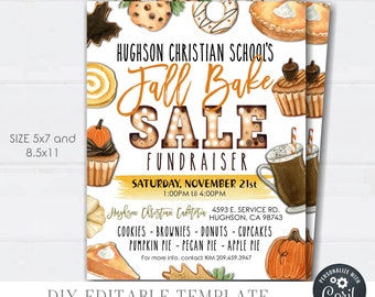 EDITABLE Fall Bake Sale Flyer, School Bake Sale Flyer, Church Fall Bake Sale Event, Community Bake Sale Invitation - DIY with Corjl - #FH06