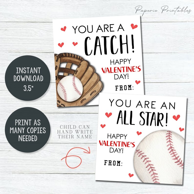 Valentine Cards for Kids Kids Valentine Cards Baseball - Etsy