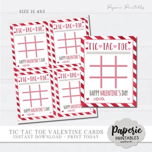 Tic Tac Toe Valentine Cards, Kids Valentine Cards, Tic Tac Toe Valentine Printable, School Valentines, AS-IS Tags - Instant Download - #VT26