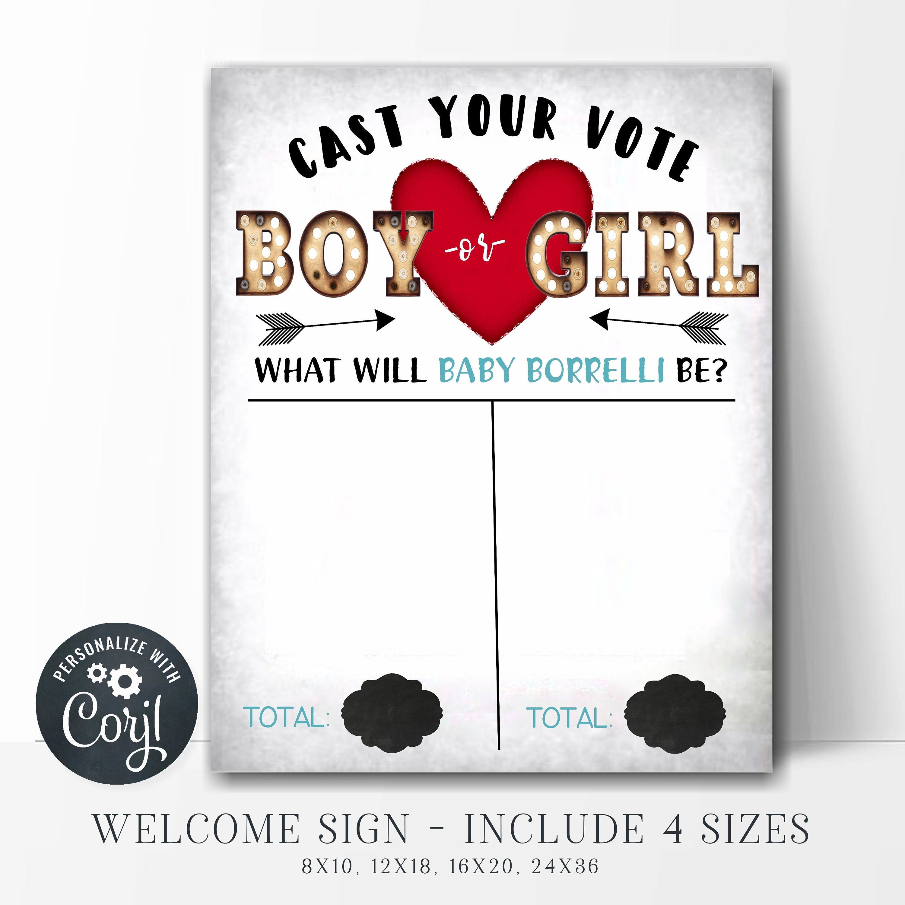 EDITABLE Boy or Girl Cast Your Vote Gender Reveal Party Sign | Etsy