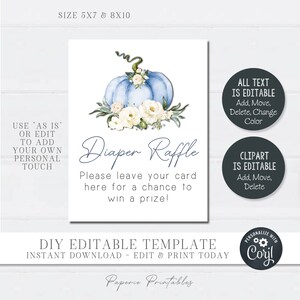 EDITABLE Boy Little Pumpkin Diaper Raffle, Pumpkin Diaper Raffle, Fall ...