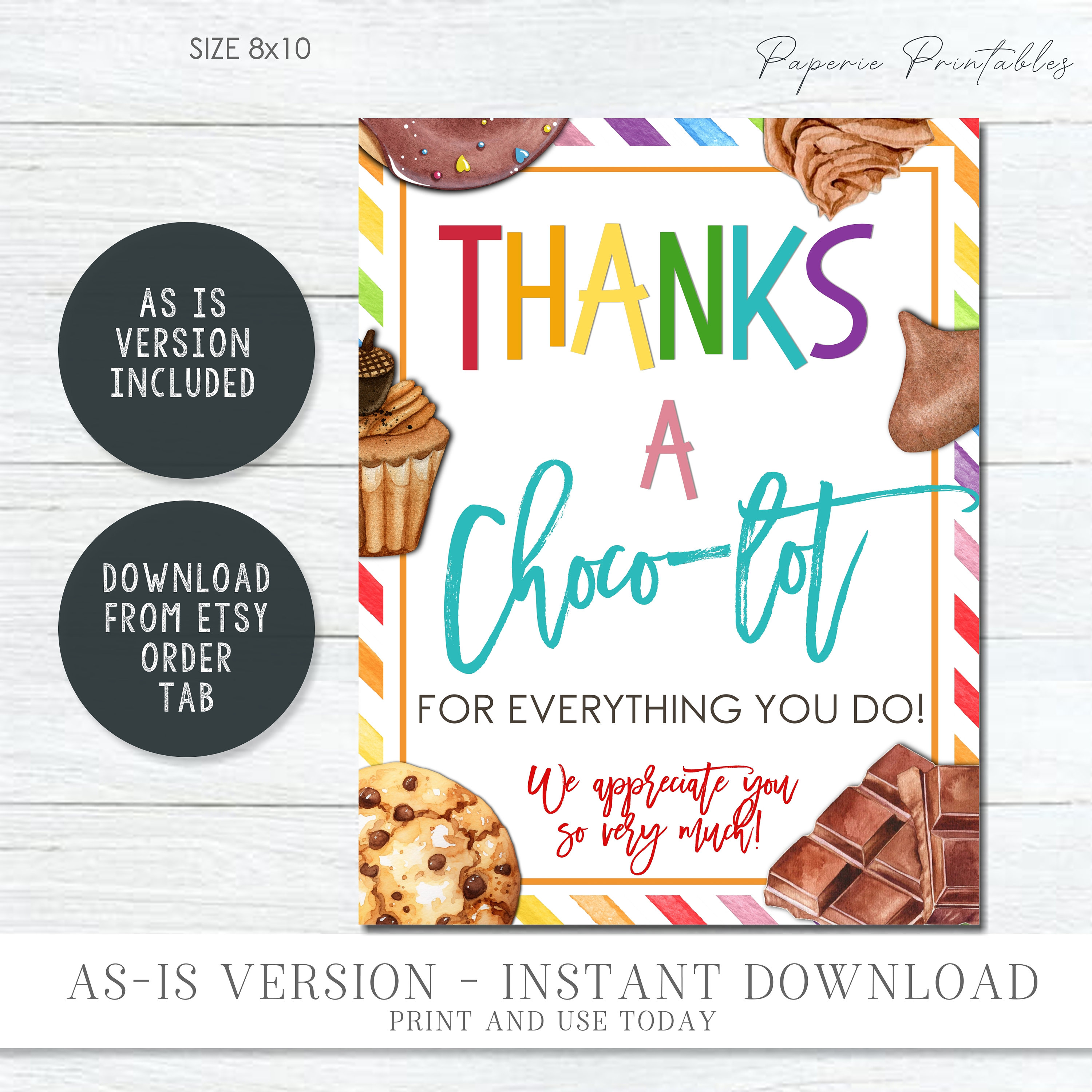 Editable Chocolate Teacher Appreciation Sign (digital Download) #TAW17 ...