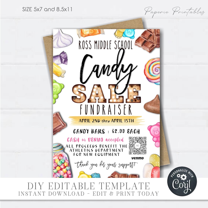 Candy Raffle Sign EDITABLE Candy Sale Fundraiser Flyer, Candy Sale Flyer, Fundraiser ...