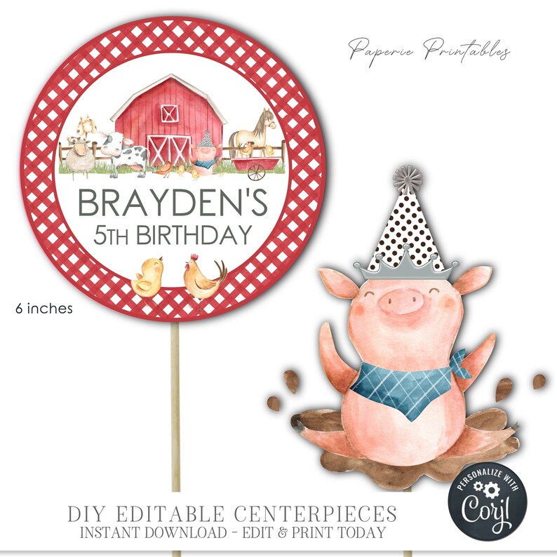 EDITABLE Farm Party Centerpieces DIY Farm Centerpieces Etsy