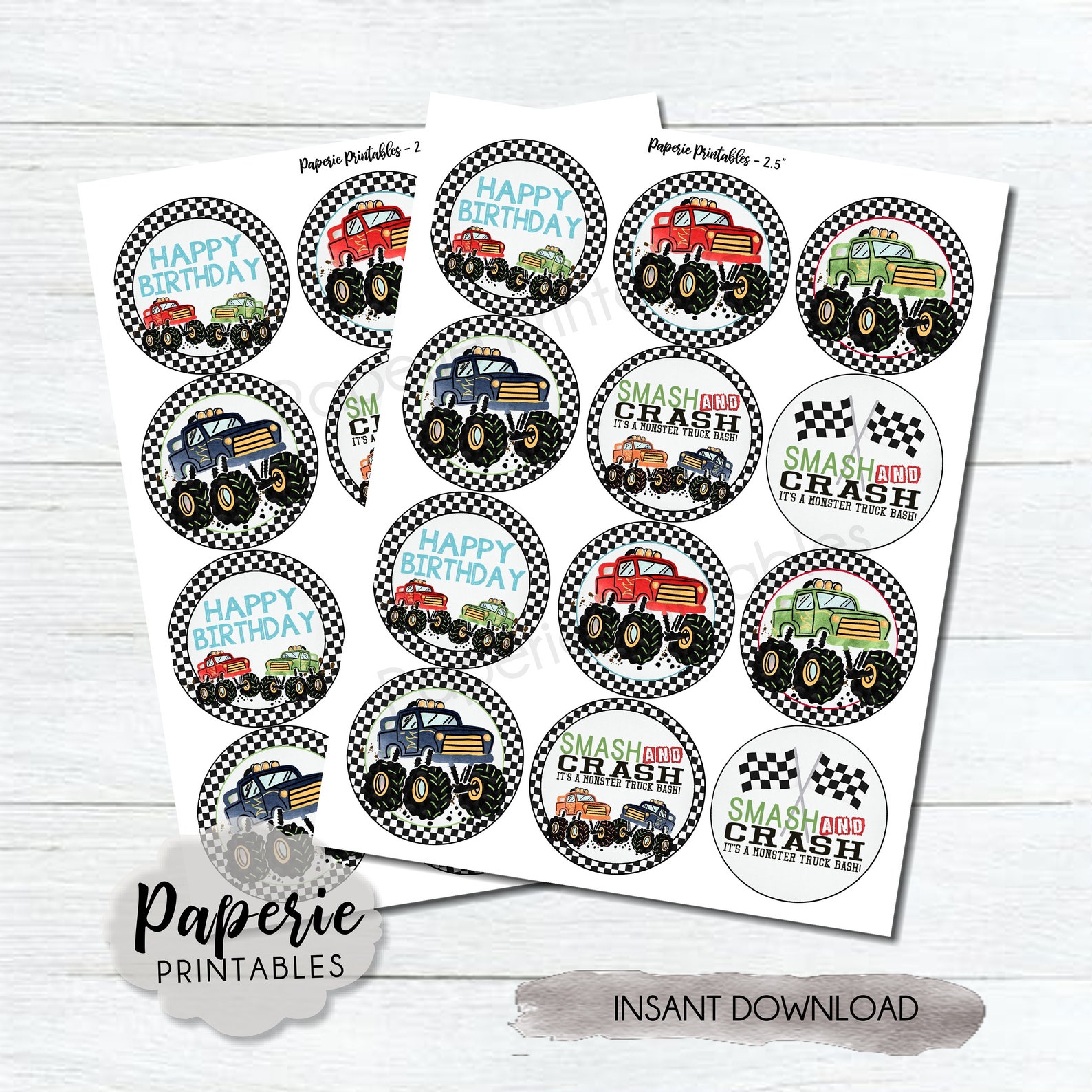 Monster Truck Party Cupcake Toppers Monster Truck Cupcake | Etsy