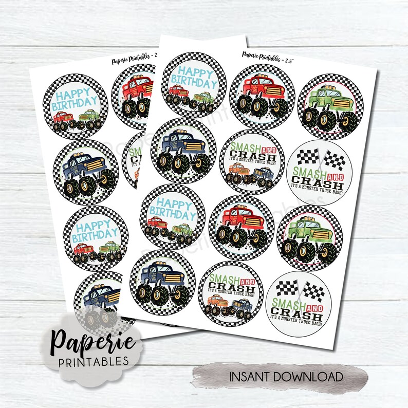 Monster Truck Party Cupcake Toppers Jeep Cupcake Toppers Etsy