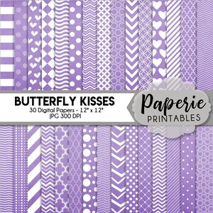 Purple & White Pattern Digital Paper - 12x12 Digital Scrapbooking Paper - 30 Papers - Purple Lattice Scrapbook Paper - Instant Download -