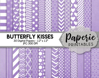 Purple & White Pattern Digital Paper - 12x12 Digital Scrapbooking Paper - 30 Papers - Purple Lattice Scrapbook Paper - Instant Download -