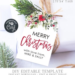 Editable Christmas Gift Tags DIY Gift Tags Merry Christmas Gift Tags Floral Christmas Gift Tags Baked with Love Edit Corjl CT12 Bild 2