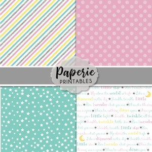 Twinkle Twinkle Little Star Pattern Digital Paper - 12x12 Digital ...
