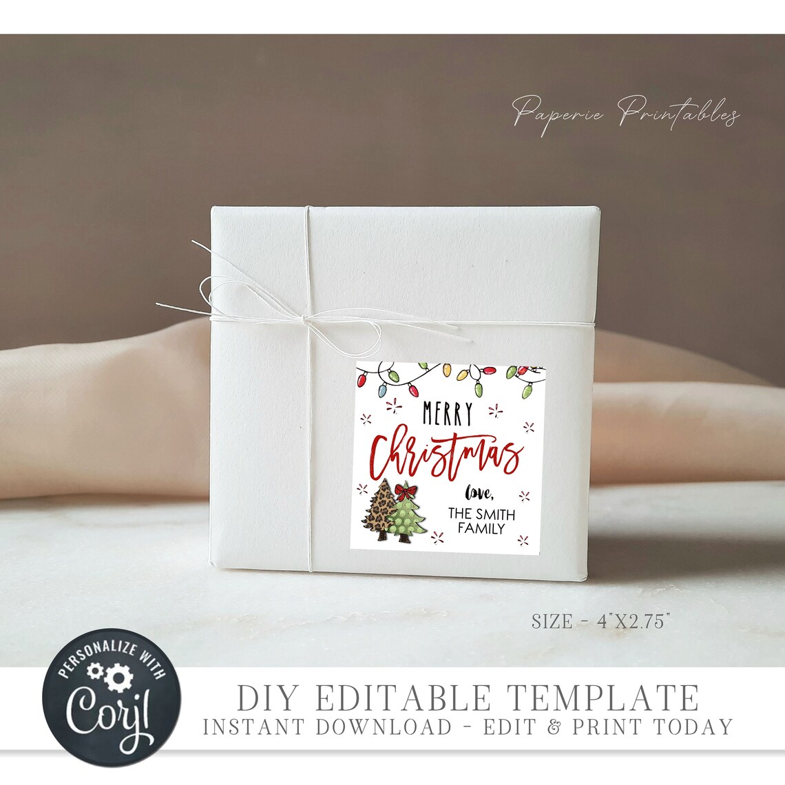 Editable Merry Christmas Tag Merry Christmas Gift Tag - Etsy