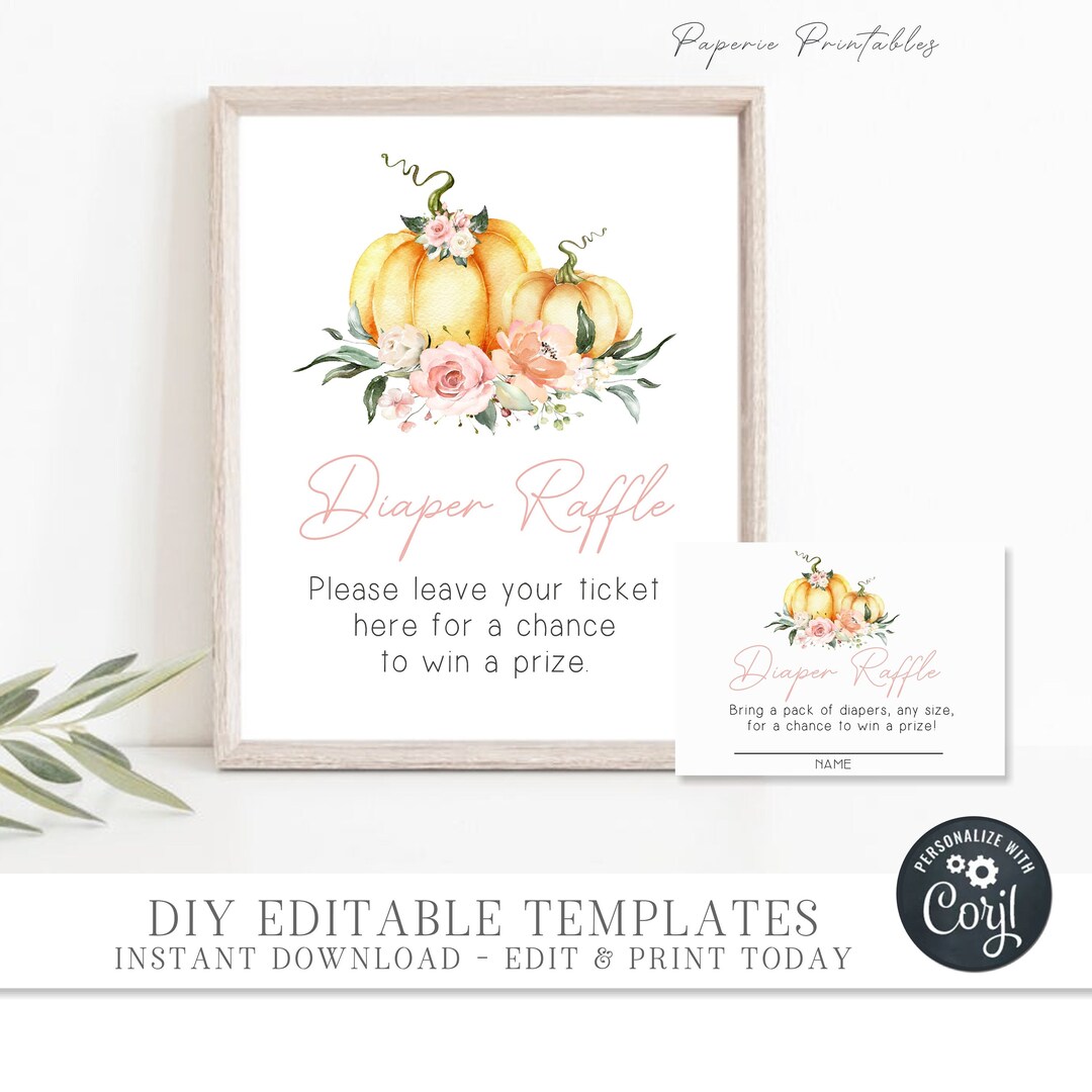 EDITABLE Little Pumpkin Diaper Raffle, Pumpkin Diaper Raffle, Fall Boho ...