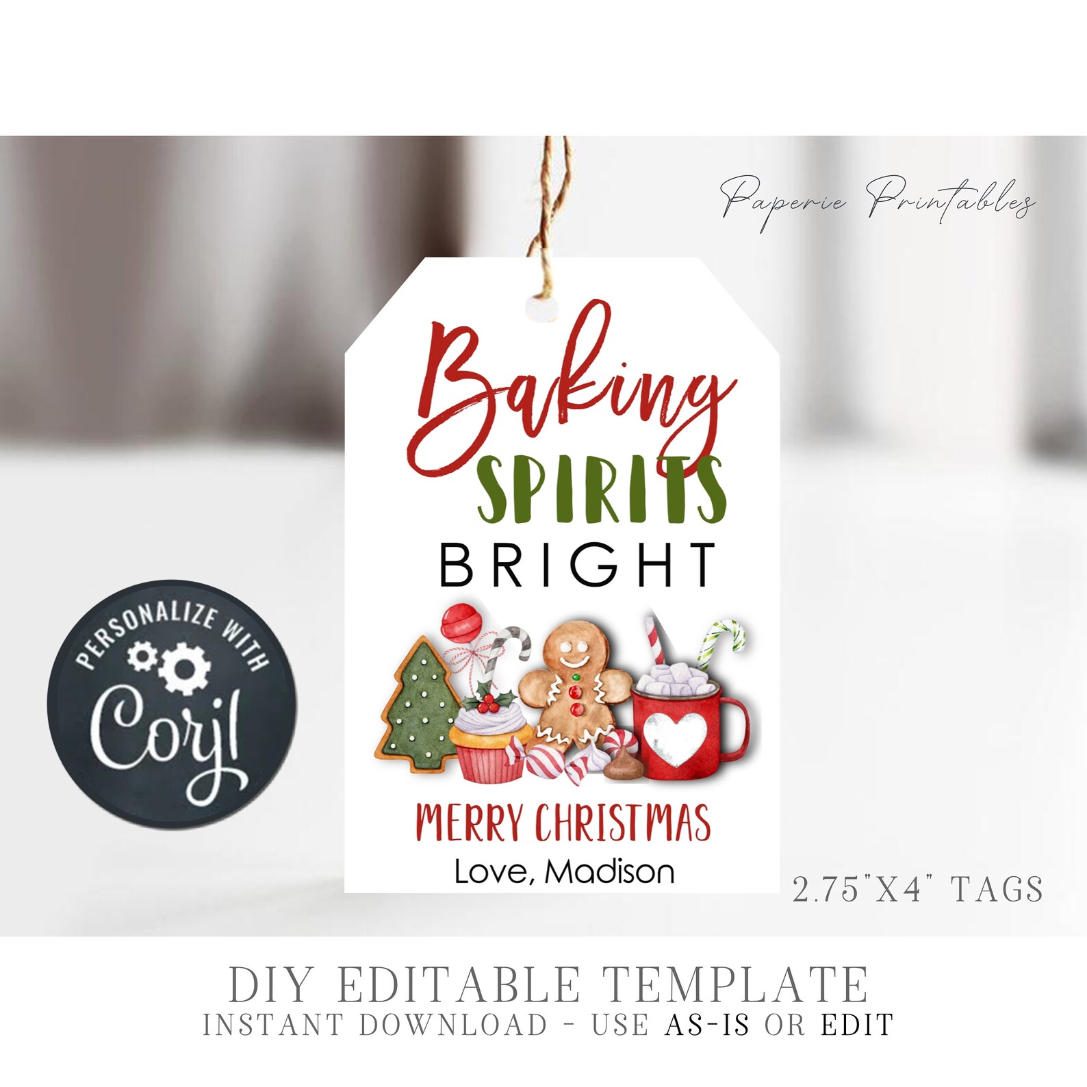 Editable Baking Spirits Bright Tag Baking Spirits Bright Gift - Etsy