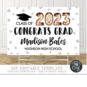 EDITABLE Graduation Yard Sign Class of 2023 Graduation Sign - Etsy