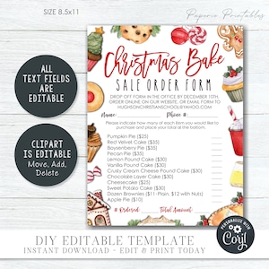 EDITABLE Christmas Pie Sale Order Form, Christmas Bake Sale Order Form ...