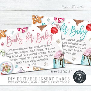 Gingerbread Books for Baby Card: Winter Baby Shower (Editable, Digital Download) #BS85