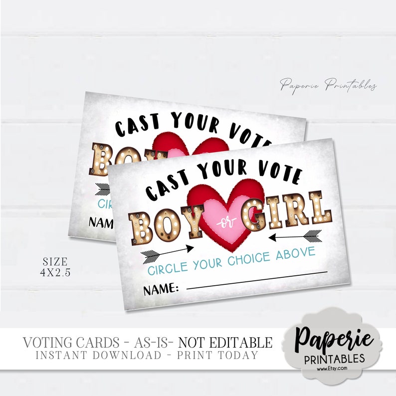 EDITABLE Boy or Girl Voting Cards Boy or Girl Cast Your Vote - Etsy