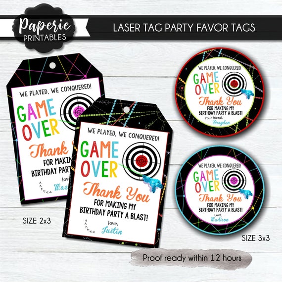 Laser Tag Birthday Party Favor Tags Laser Tag Party Favor Etsy