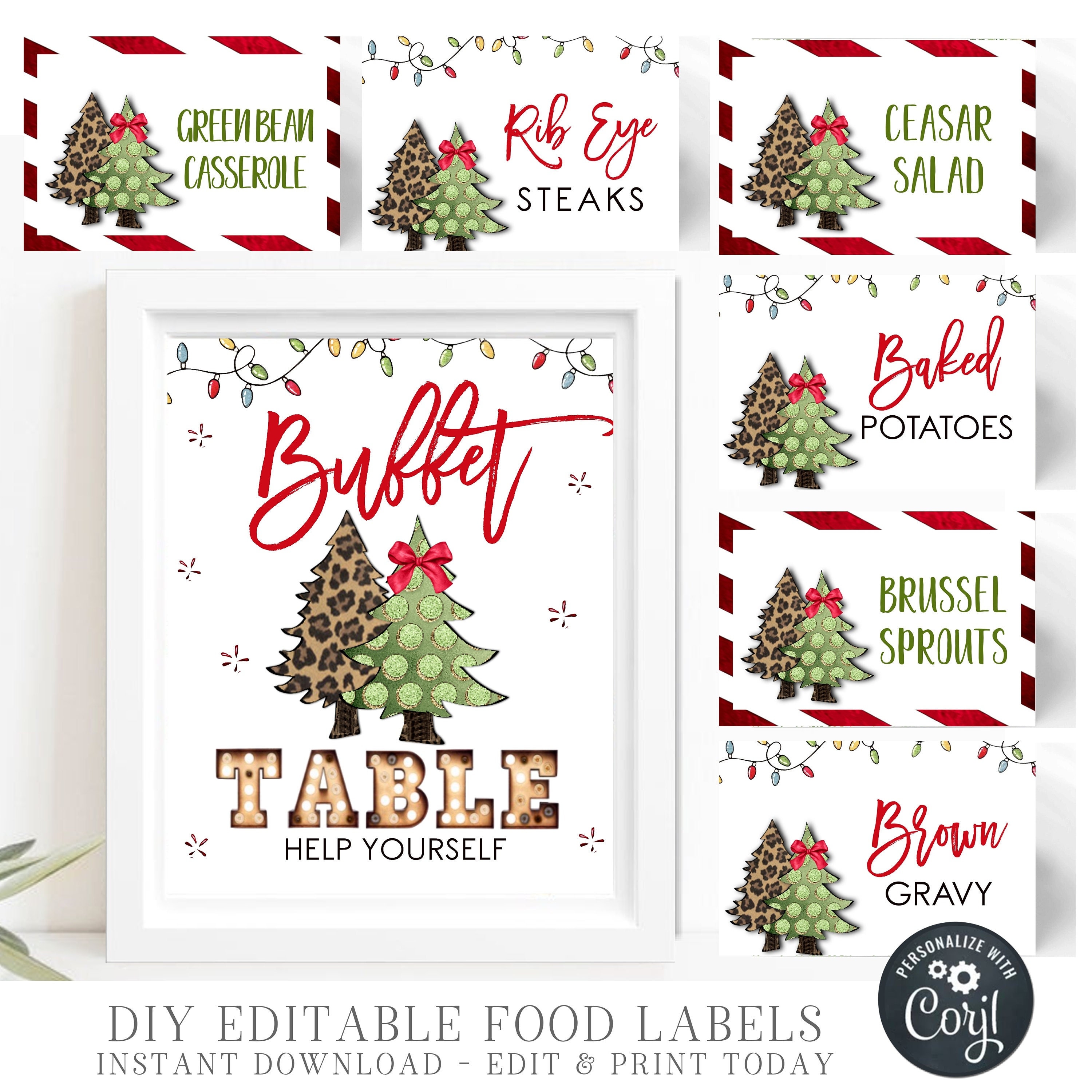 editable christmas food labels: printable diy tent cards (digital