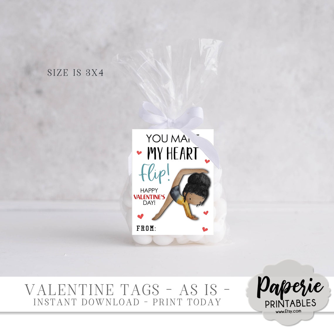 Gymnastics Valentine Card for Kids Kids Valentine Cards - Etsy