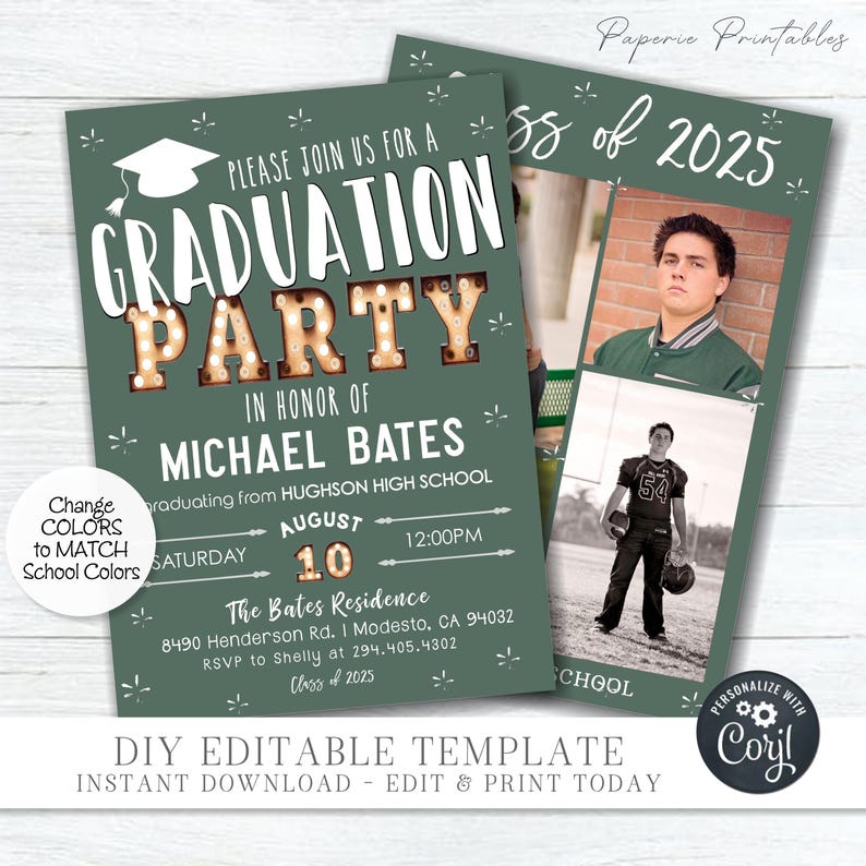 EDITABLE Graduation Party Invitation, Graduation Template, Photo ...