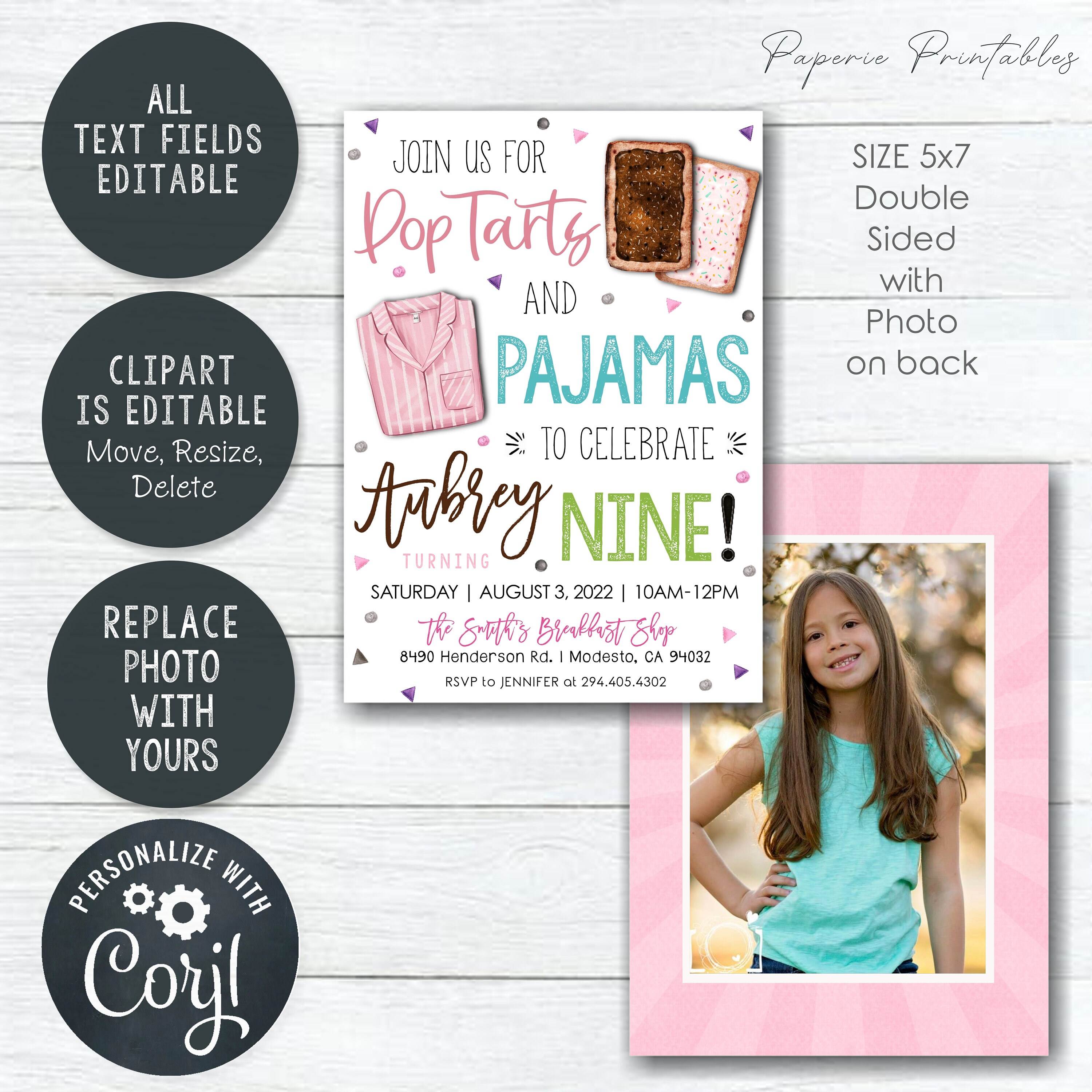 EDITABLE Pajama Birthday Invitation Pajamas and Toaster Etsy