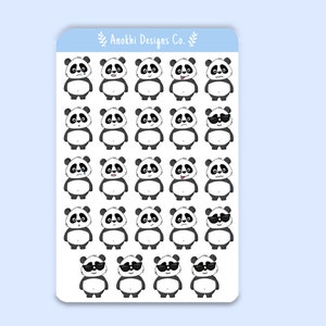 Hoja de pegatinas de panda, pandas lindos, paquete de pegatinas, pegatinas de panda