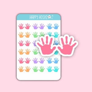 Stickervel handafdruk, stickers handen, stickers handafdruk baby, stickervel takenlijst, dagboekstickers, plannerstickers