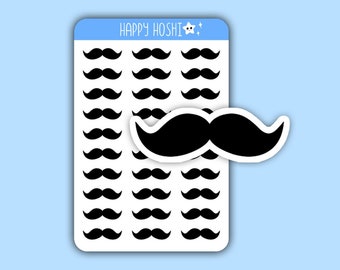 Moustache Sticker Sheet, Moustache Stickers, Sticker Sheet, Journal Stickers, Planner Stickers