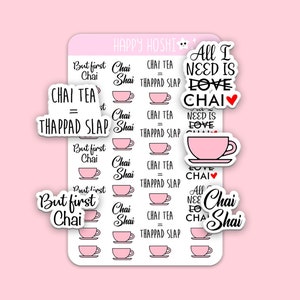Chai Quote Sticker Sheet, Chai Coffee Tea Stickers, Agenda Stickers, Cute Stickers, Quote Stickers, Journal Stickers, Planner Stickers