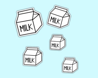 Milk Carton Die Cut Stickers, Sticker Pack, Milk Stickers, Laptop Stickers, Journal Stickers, Removable Stickers