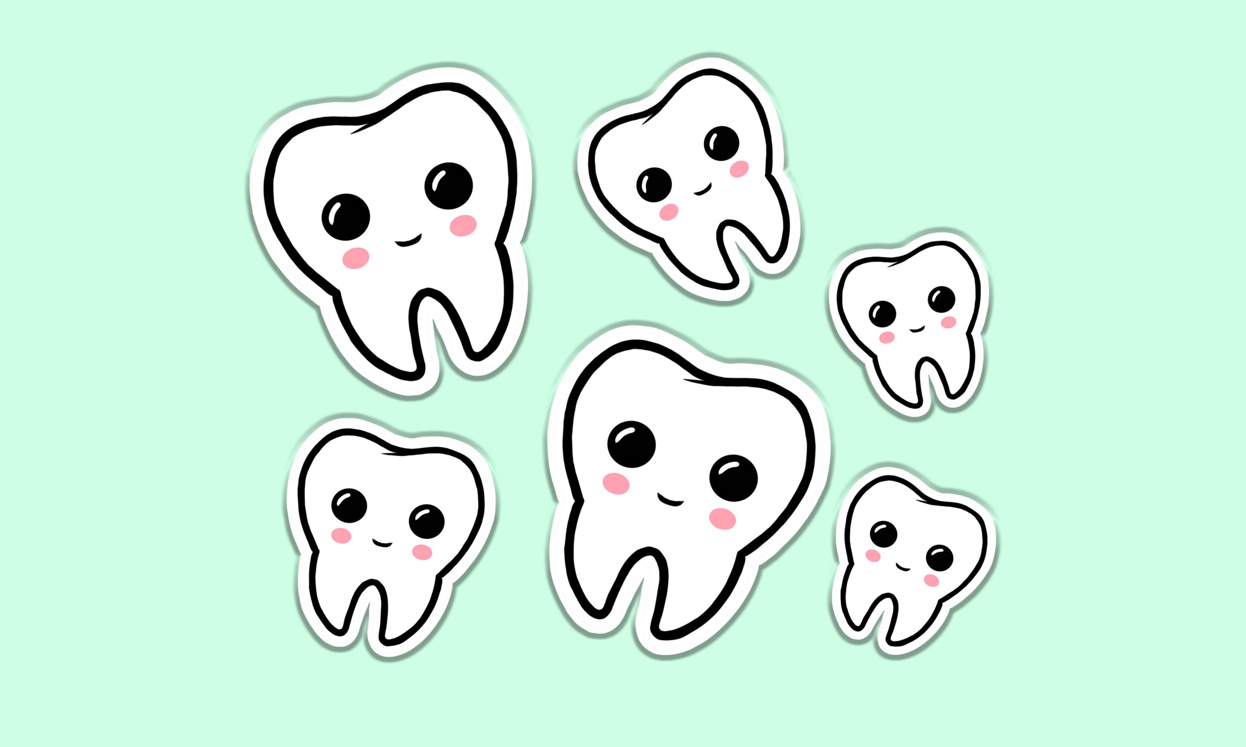 Kawaii Tooth Die Cut Stickers, Dentist Stickers, Vinyl Stickers, Dental