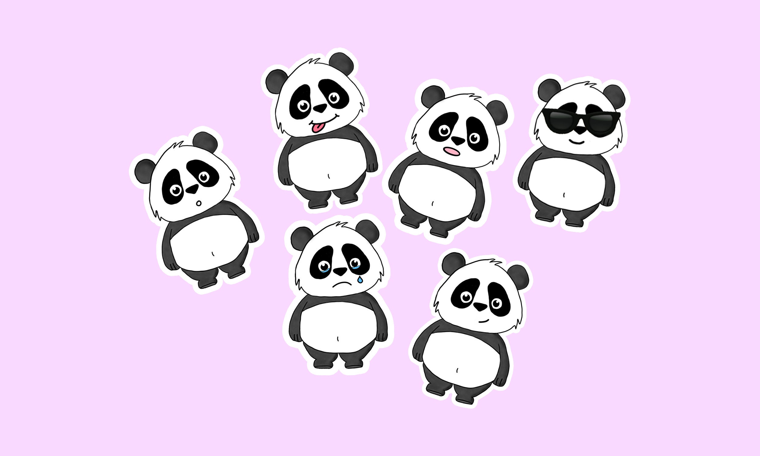 Panda Die Cut Stickers, Sticker Pack, Animal Stickers, Panda Sticker