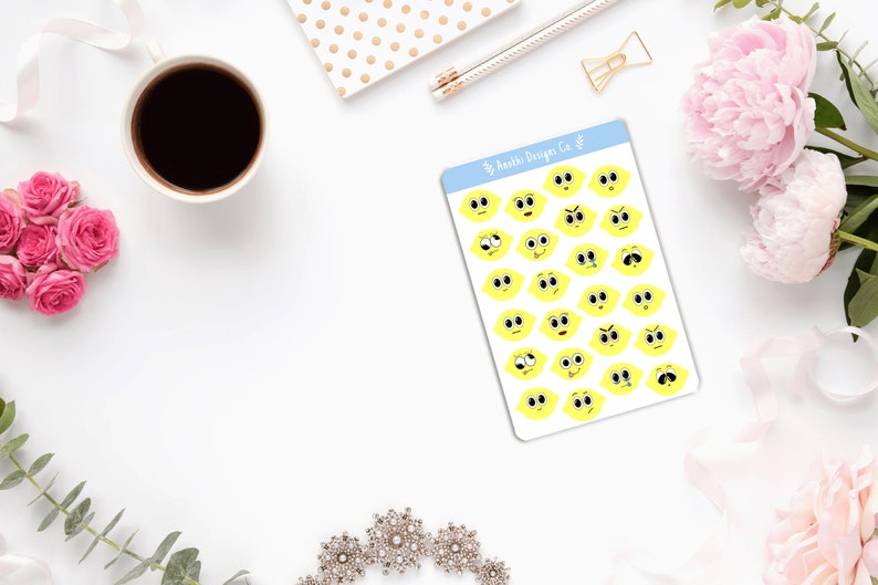 Lemon Emoji Stickers, Emoji Stickers, Sticker Sheet Etsy