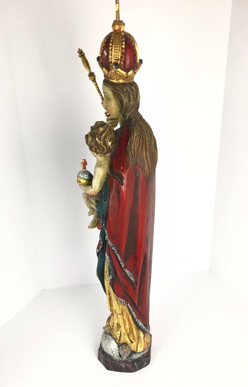 Cathedral Madonna and Child virgin Mary hand carved Baroque image 2